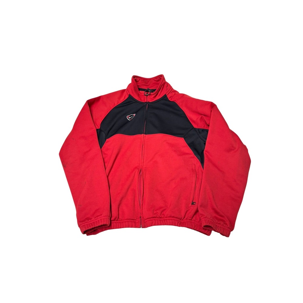 Nike Mens Track Jacket Red Black Full Zip Swoosh Logo Small S U1 FHS